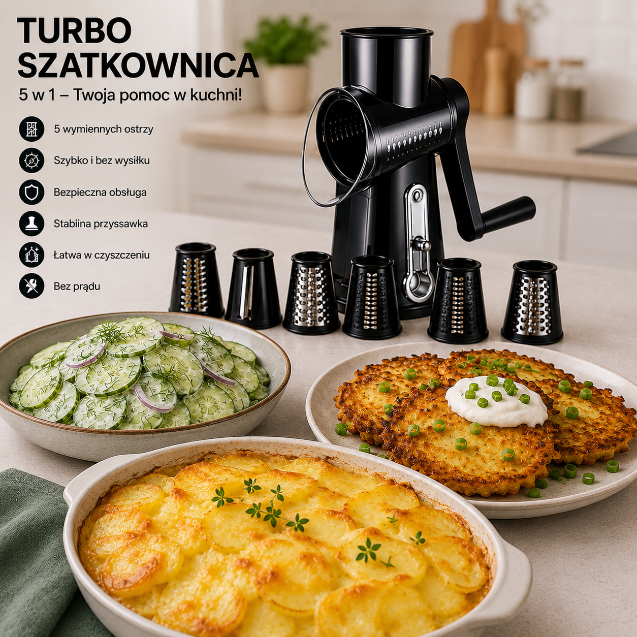 Turbo Szatkownica - obrotowa szatkownica i tarka do warzyw.